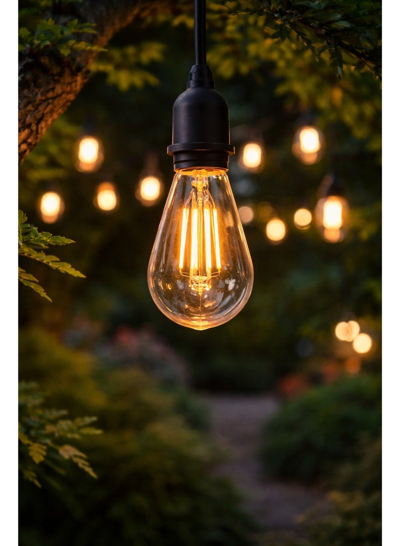 مصباح LED إيديسون فينتاج E27 شكل ST64 بقدرة 6 واط | إضاءة دافئة 2700 كلفن | زجاج شفاف ديكوري | إضاءة محيطية (غير قابل للتعتيم) - Image 2